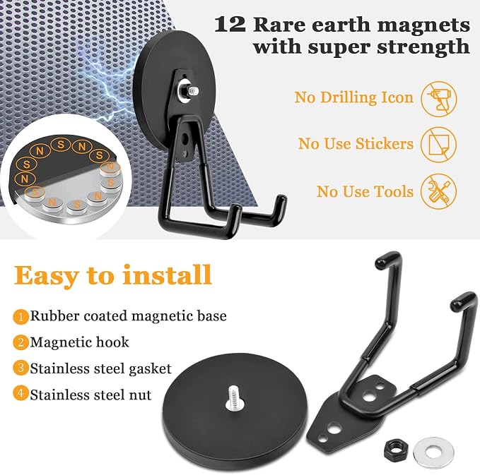 Magnetic Hooks Heavy Duty, 45 lbs Pulling 3.46" Strong Magnetic Hooks - Image 6