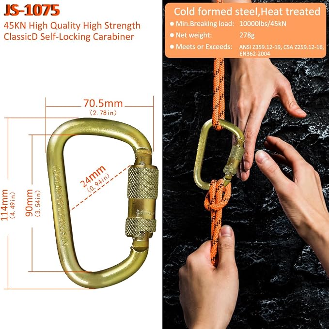 DEKABR Heavy Duty Alloy Steel Auto-Locking Climbing Carabiner - Image 3