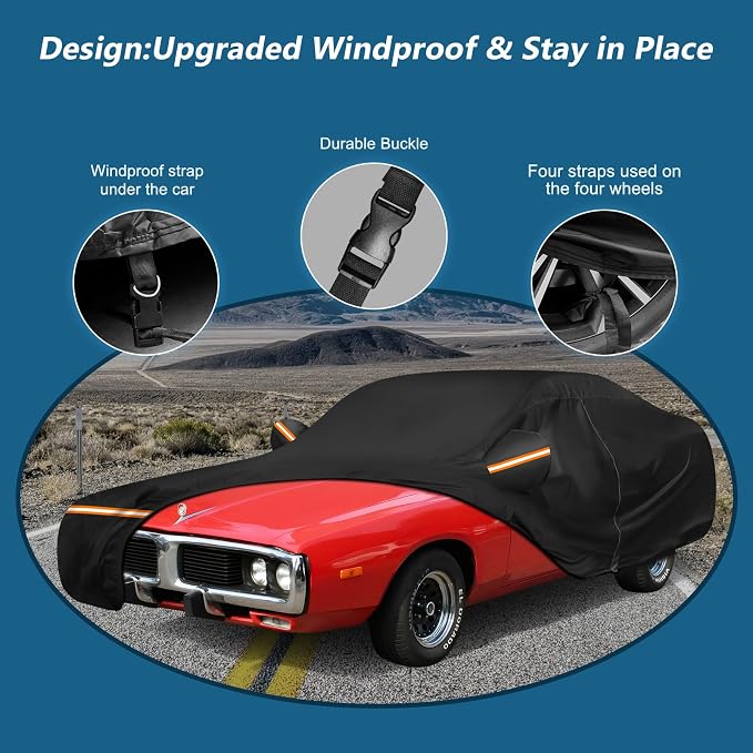 Car Cover for Dodge Charger 1968-1974, Waterproof 210D Oxford Cloth and Cotton - Image 3