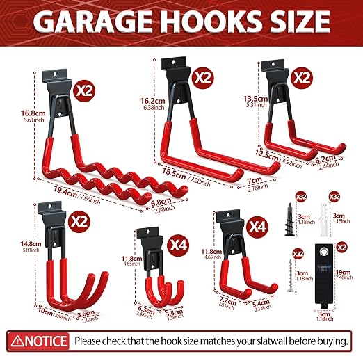 3-H Slatwall Accessories 18 Pack, Slatwall Hooks & Hangers Multi Sizes - Image 2