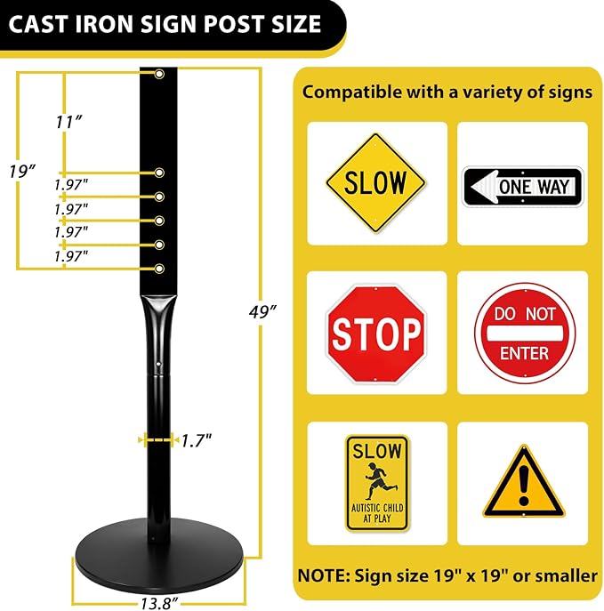 Parking Sign Post with Base - Image 4