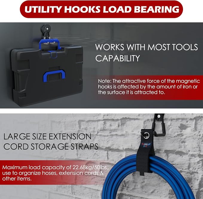 3-H Heavy Duty Magnet Garage Hooks 4 Pack, Large Strong Magnetic Hooks - Image 5