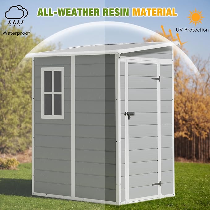Greesum 5' x 4' Resin Weather Resistant Outdoor Storage Shed - Image 4