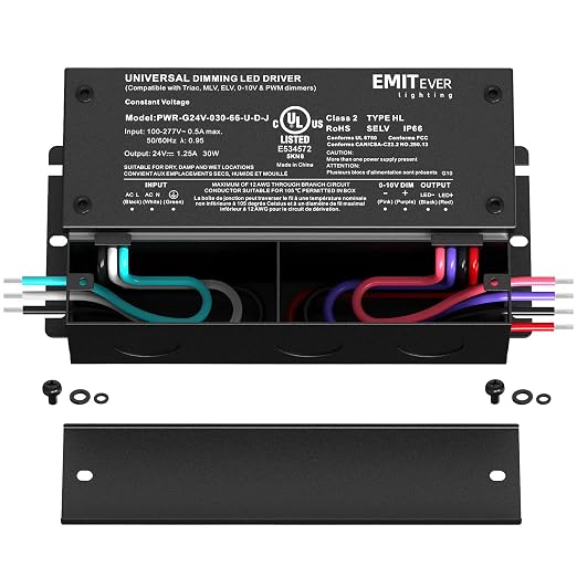 EMITEVER 30W Dimmable LED Driver, 24V Triac Dimmable Power Supply, AC to DC - Image 2