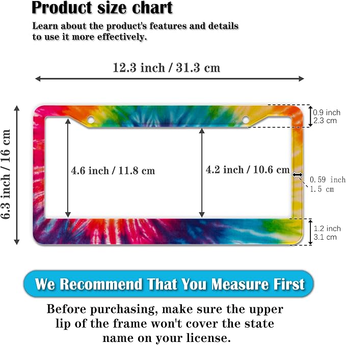 License Plate Frames for Men Rainbow License Plate Frame for Women Novelty Tie - Image 2