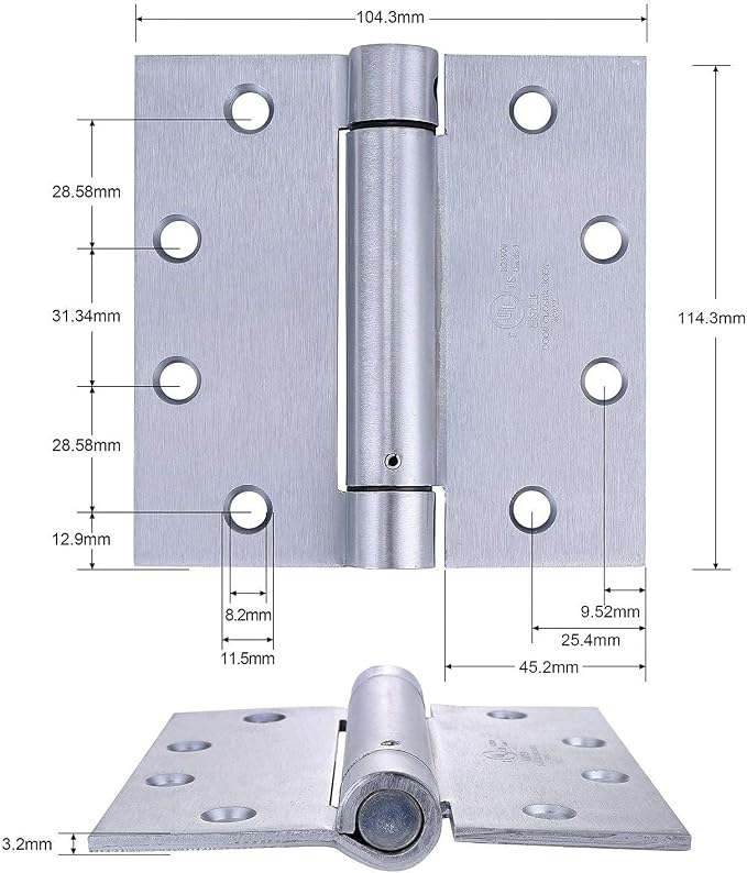 2 Pack - 4.5"x4.5" Stainless Steel Self Closing Reversible Door Hinge - Heavy - Image 2
