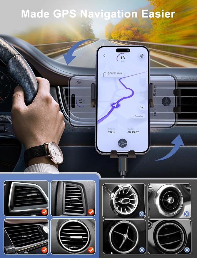 MOKPR Wireless Car Charger, Auto-Clamping Car Mount 15W/10W/7.5W Fast Charging - Image 3