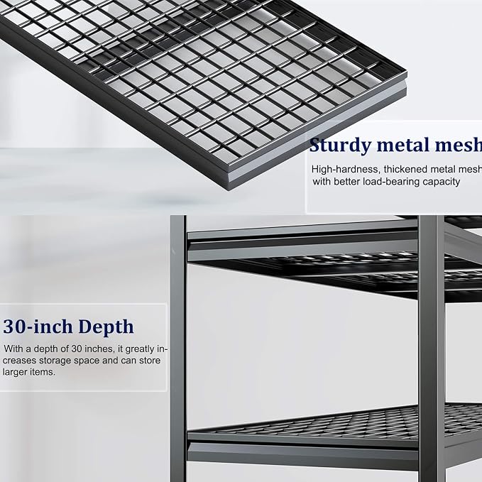 72" W Storage Shelves Heavy Duty Garage Shelving 30" D Metal Shelving Unit - Image 5