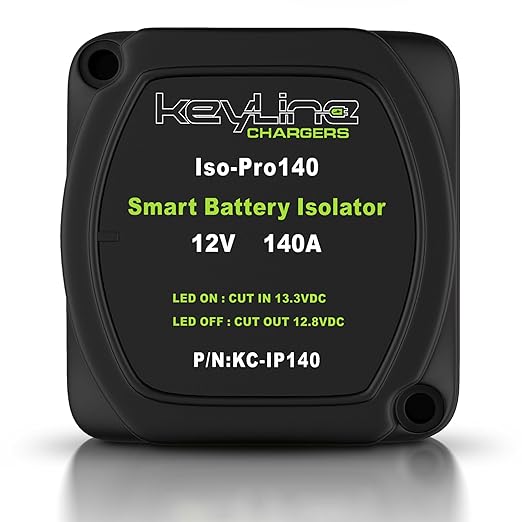 Dual Battery Isolator Kit 12V - 140 Amp Voltage Sensitive Relay by KeyLine+Chargers