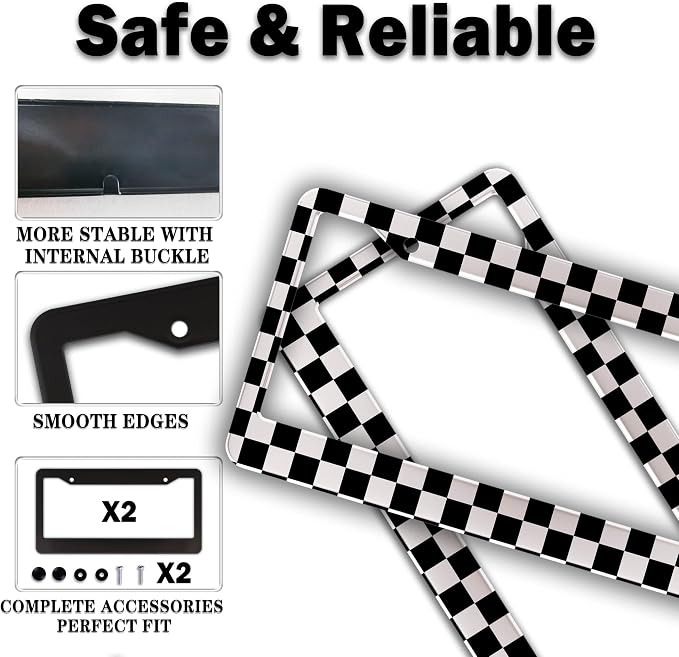 License Plate Frames Black and White License Plate Bracket Black and White - Image 4