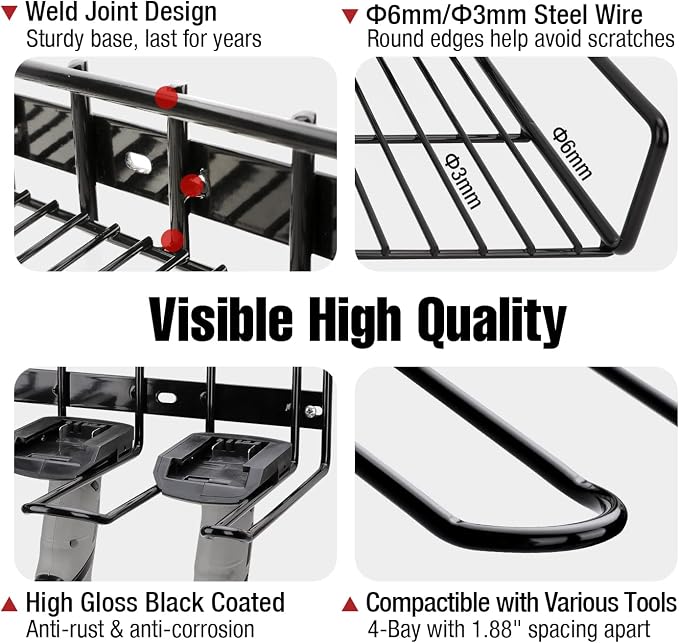 UNITEDPOWER Wall Mounted Power Tool Organizer Holder, Heavy Duty Utility - Image 4