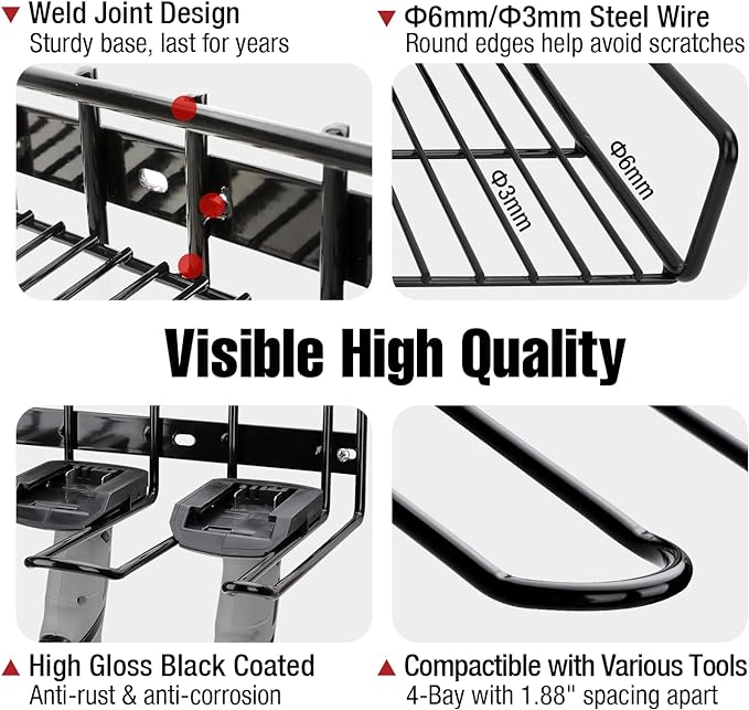 UNITEDPOWER Wall Mounted Power Tool Organizer Holder, Heavy Duty Utility - Image 4