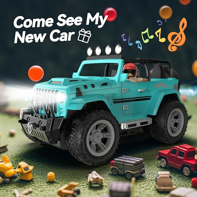 DEERC Remote Control Car with Fog Mist & Music, 1:16 Remote Control Truck - Image 2