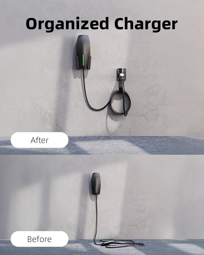 for Tesla Charger Holder, with 180° Rotation Nozzle Dock, Metal J-Hook - Image 4