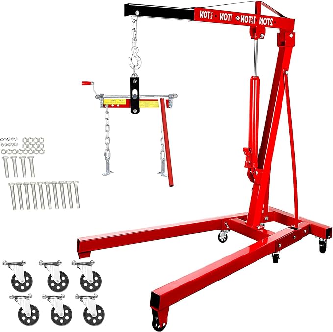 Engine Lift with Load Leveler, 2T Heavy Duty Alloy Steel Folding Cherry Picker by Unknown