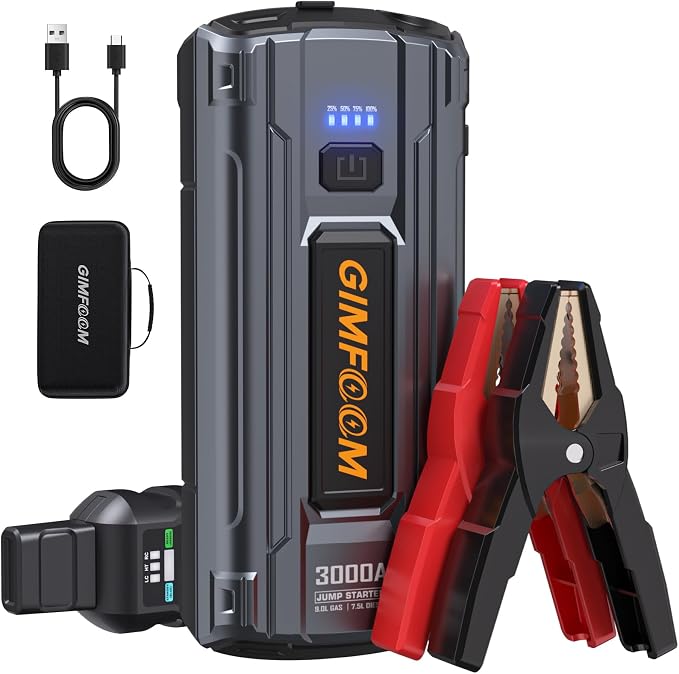 Car Jump Starter, 3000A Jump Starter Battery Pack by GIMFOOM