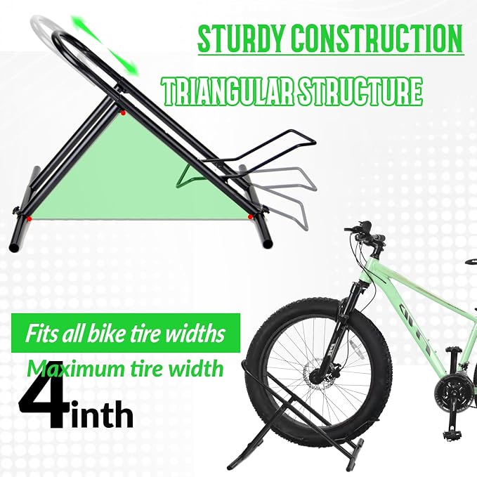 Folding Bike Floor Stand Rack, Portable Bicycle Parking Rack Storage - Image 4