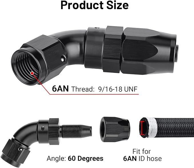 EVIL ENERGY 6AN 60 Degree One Piece Full Flow Hose End Fitting Swivel - Image 2