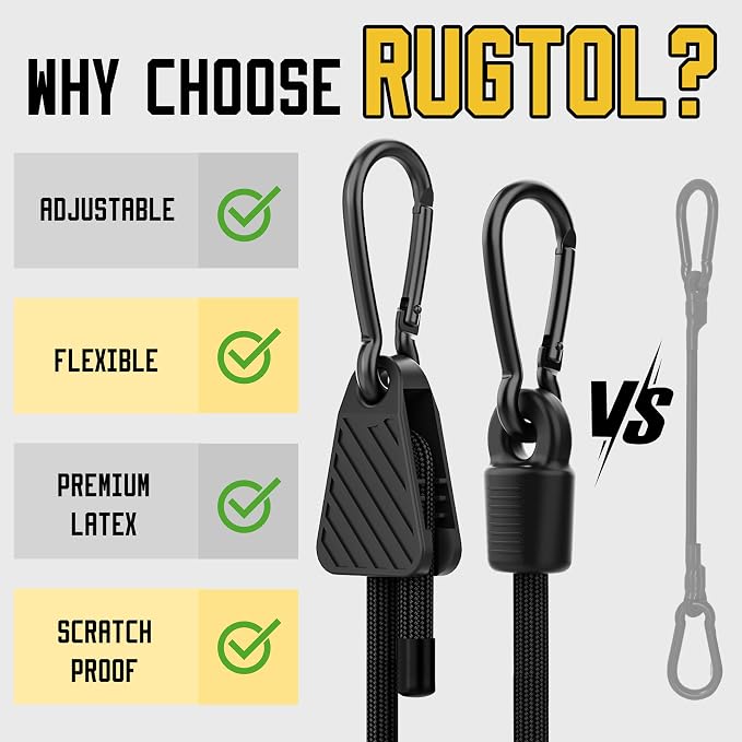 Bungee Cords with Hooks, Upgrade 60 inch Adjustable Bungee Cords with Carabiner - Image 7