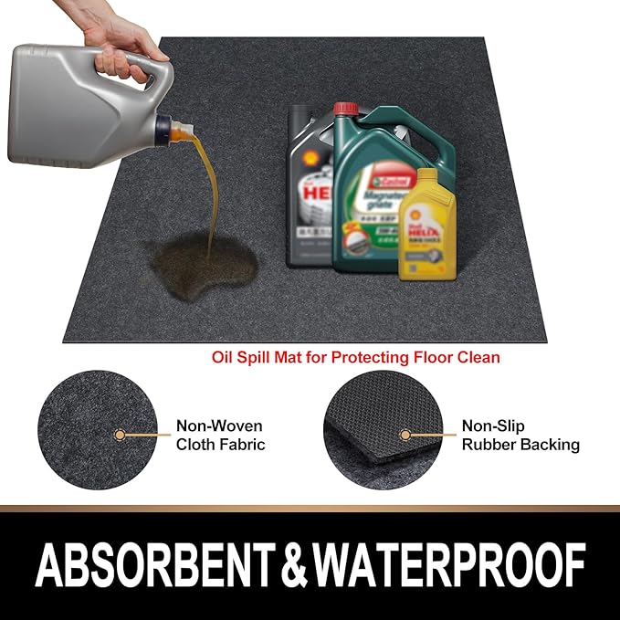 Oil Spill Mat, 59 x 72 inches, Premium Absorbent Oil Pad. Contains Liquids - Image 2