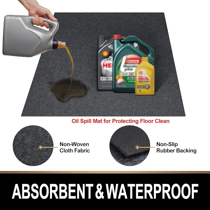 Oil Spill Mat, 7.4 x 17 Ft, Premium Absorbent Oil Pad. Contains Liquids - Image 2