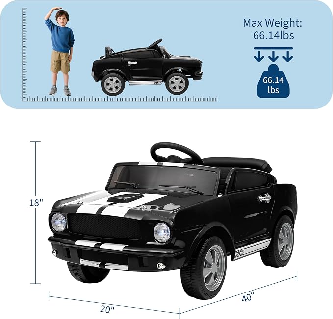 12V Ride on Car Licensed Shelby GT350, Battery Powered Ride On Toy - Image 8