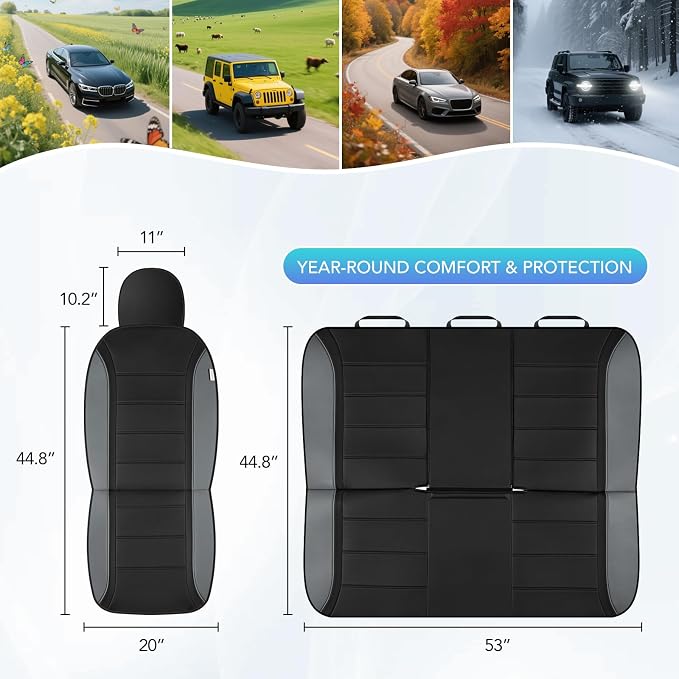 Road Comforts Leather Seat Covers, Breathable Car Seat Covers Full Set - Image 7