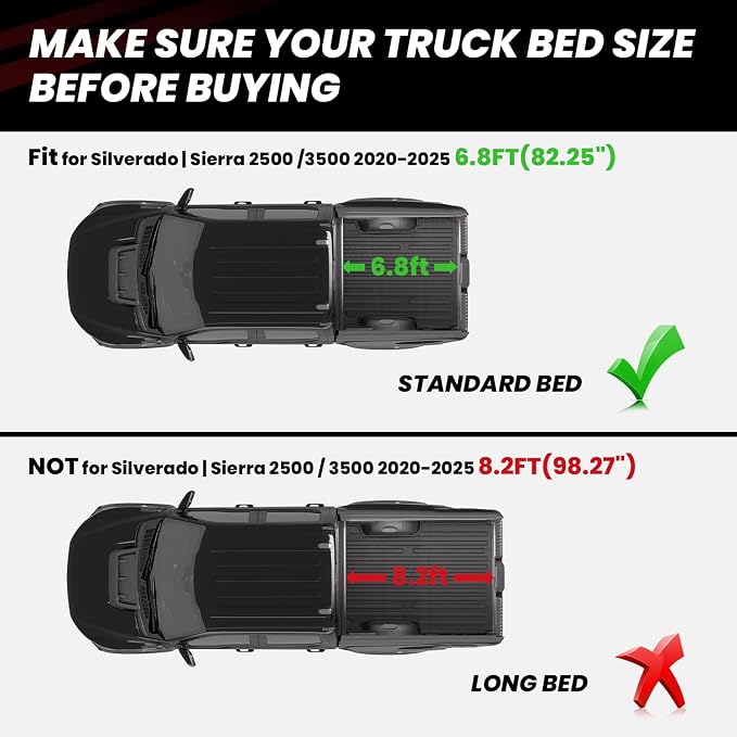 LASFIT Truck Bed Mat 2020-2025 for Chevrolet Silverado/GMC Sierra 2500HD 3500HD - Image 2
