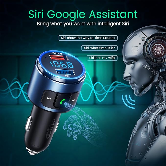 Upgraded FM Bluetooth Transmitter Car, QC3.0 Quick Charging & LED Backlit - Image 5