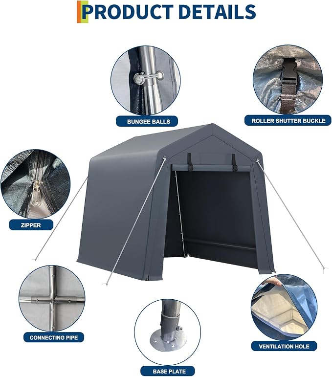 6x8 Ft Carport Heavy Duty Tent - Image 8