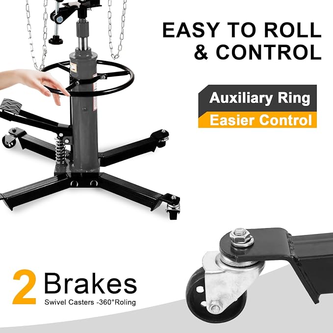 Transmission Jack 1660 lbs/ 0.75 Ton Capacity Hydraulic Telescopic Transmission - Image 3
