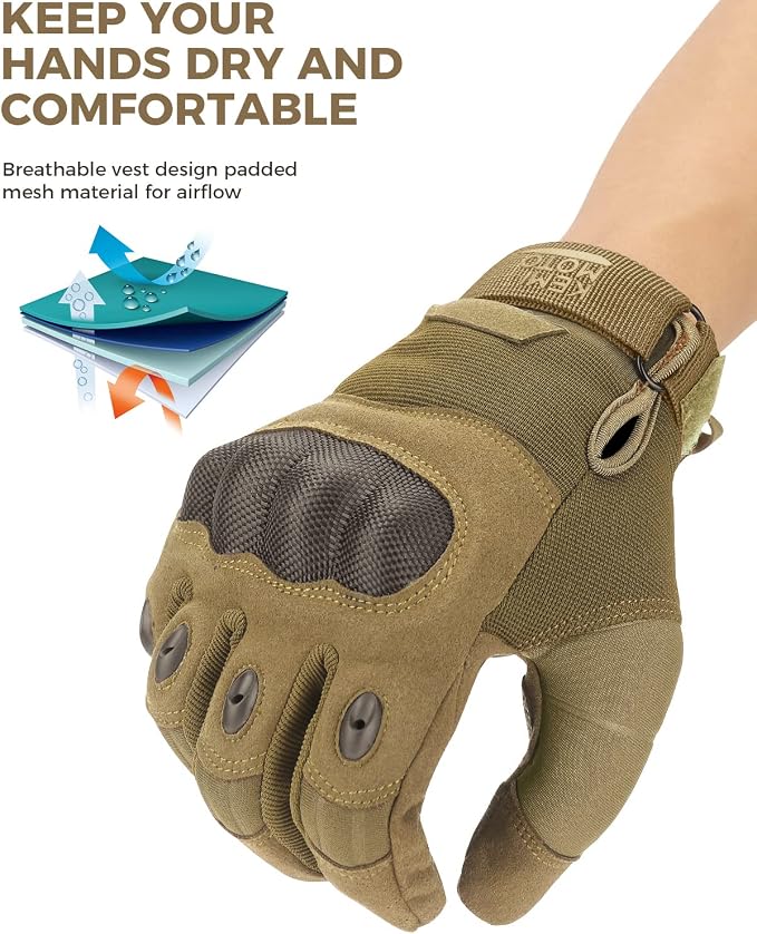 KEMIMOTO Tactical Gloves for Men, Touchscreen Motorcycle Gloves - Image 4