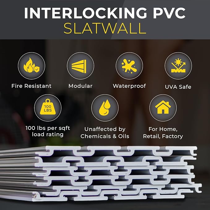 2'H x 4'W Slatwall Panel Garage Wall Organizer: Heavy Duty Wall Mounted PVC - Image 3