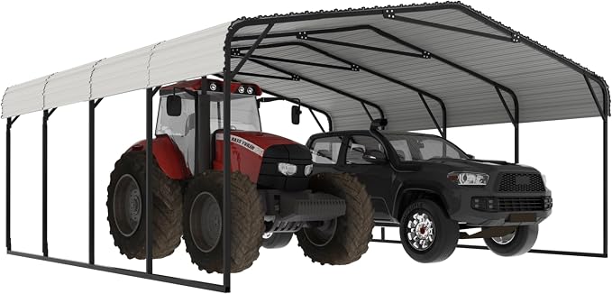 20x20 FT Carport with Metal Roof, Heavy Duty Metal Carport Canopy, Garage Car by Yardenaler