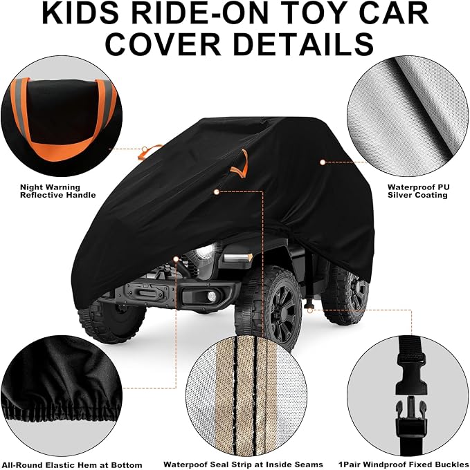 Kids Ride-On Toys Car Cover Waterproof, 12/24V Powered Wheels Electric Battery - Image 2