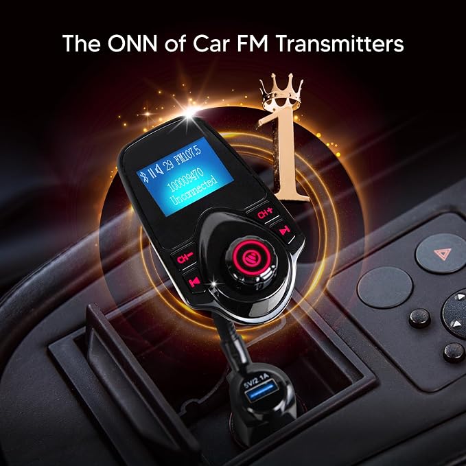 ONN Upgraded 2025 Car Bluetooth FM Transmitter – 1.44" Display, Flexible - Image 3