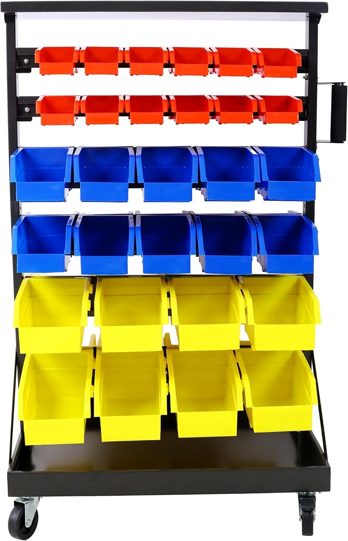 60 Parts Bin Rack Garage Storage Unit 6 Tiers System Steel Shelf - Image 9