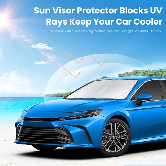 Sun Shade for 2007-2017 Toyota Camry Accessories, Foldable Front Window Shield - Image 2