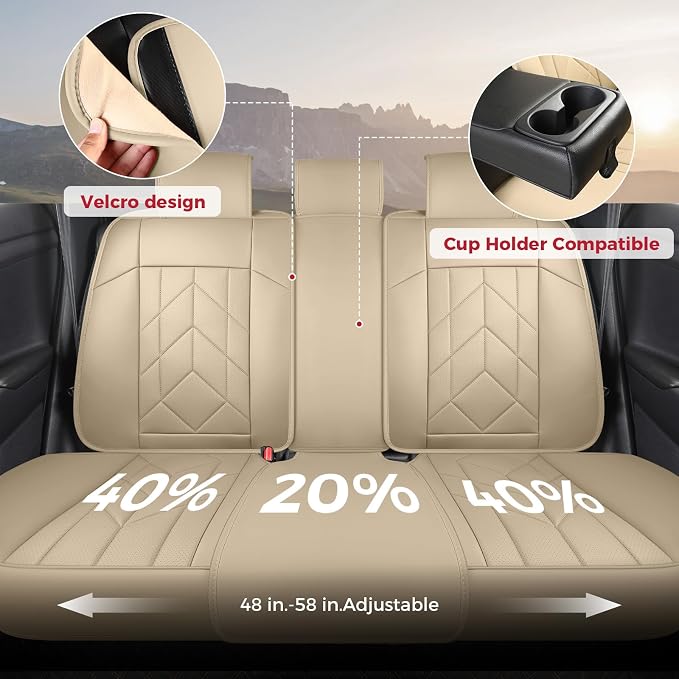 Beige Car Seat Covers Full Set - Image 5