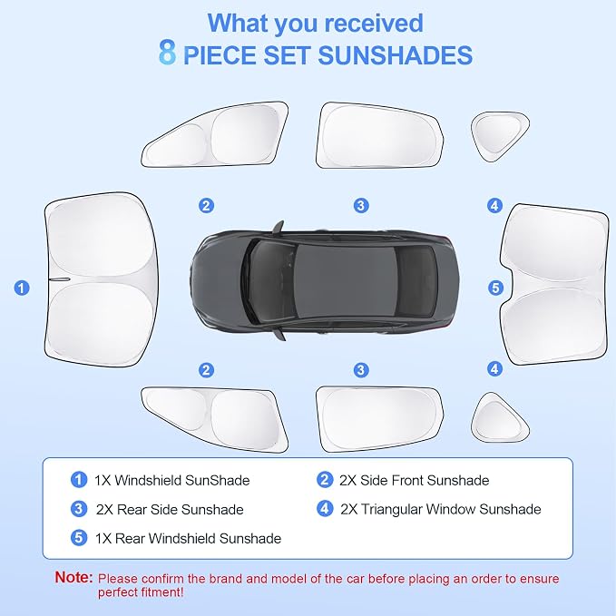 8pcs Car Window Shades for Nissan Altima 2013-2018 Accessories, Windshield Side - Image 7