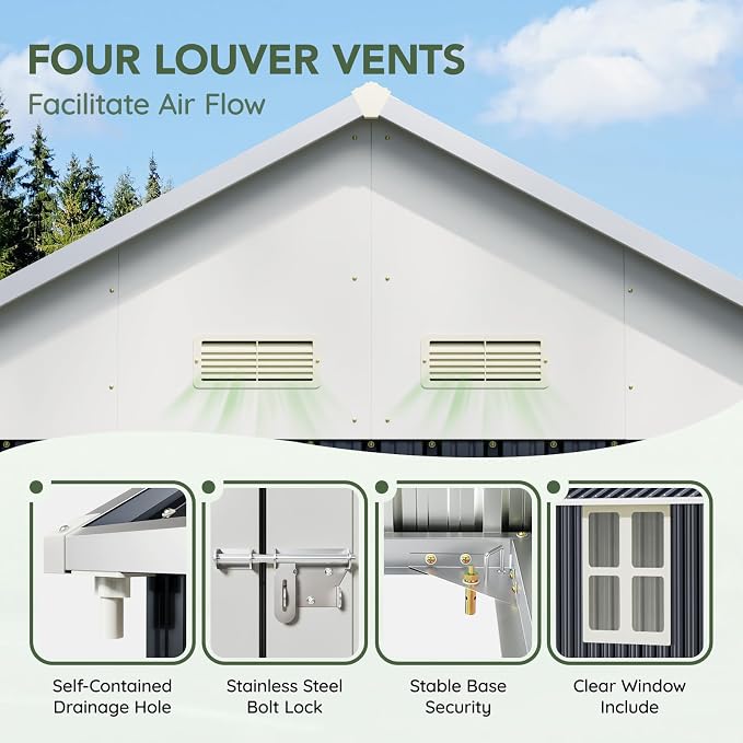 8x10 FT Outdoor Metal Storage Shed, Single Door, 1 Clear Window, Tool Shed - Image 5