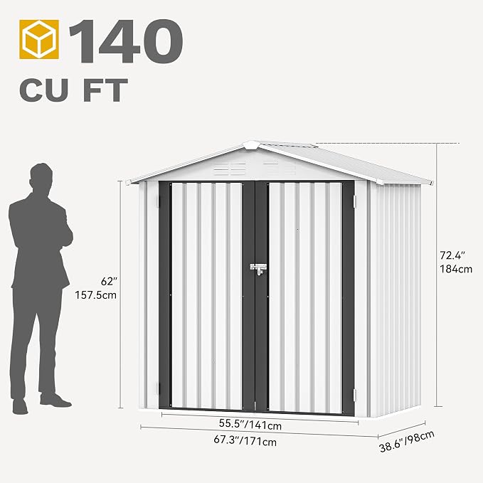 DWVO 6x4ft Metal Outdoor Storage Shed, Waterproof Tool Shed Heavy-Duty Storage - Image 7