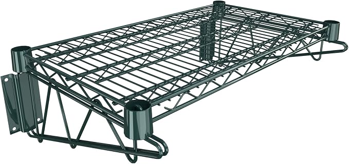 14" x 24" Green Epoxy Wire Wall Mount Shelf by Krollen+Industrial