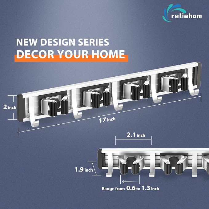 Broom Holder Wall Mount Mop and Broom Hanger Wall Mounted Garage Storage Rack - Image 6