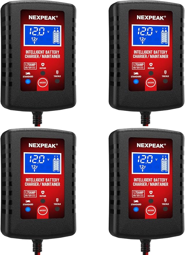 1.75-Amp Car Battery Charger, 6V and 12V Smart Fully Automatic Battery Charger by NEXPEAK