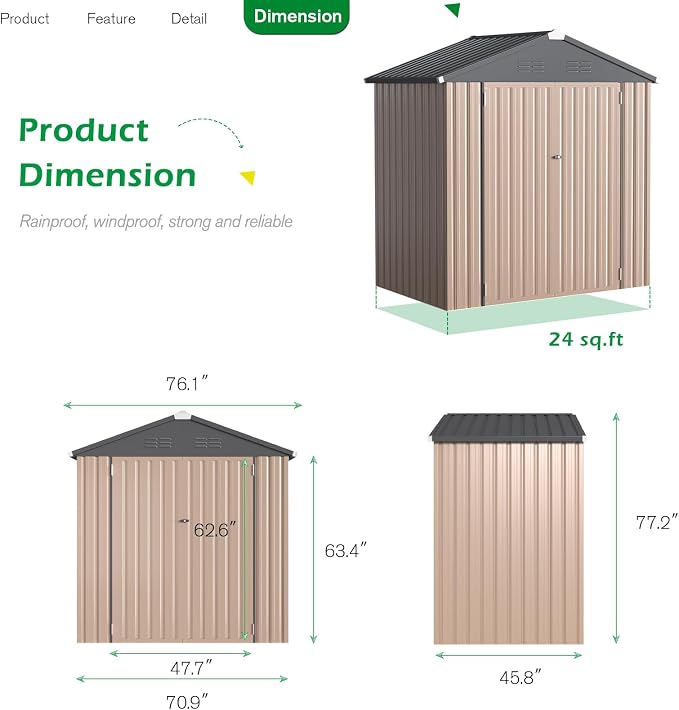 U-MAX 6x4 Storage Sheds & Outdoor Storage, Small 4x6 Outdoor Storage Garden - Image 6