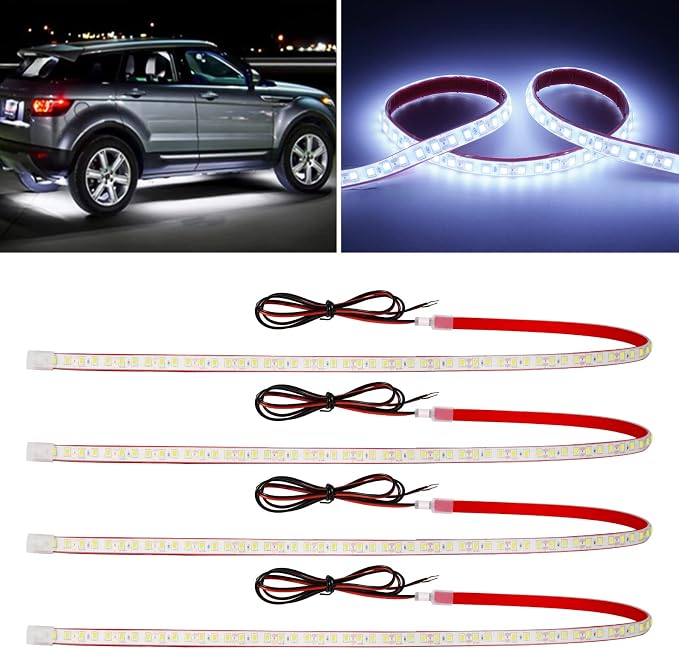 12V Car LED Strip Light, 24inch Car Interior Light Strip IP68 Waterproof by DUOFU365