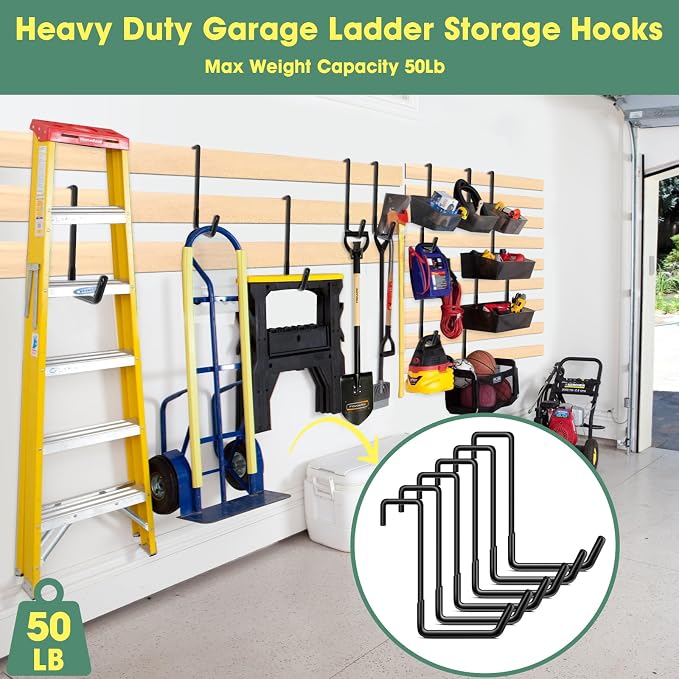 Bike Hooks for Garage 6 Pcs Ceiling Bike Hangers, Steel Metal Large Hook - Image 6