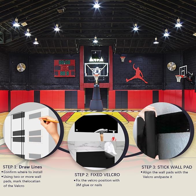 PROGOAL 60"/72" High Gym Wall Padding 2"/4" Thick Foam Basketball Court Wall - Image 4