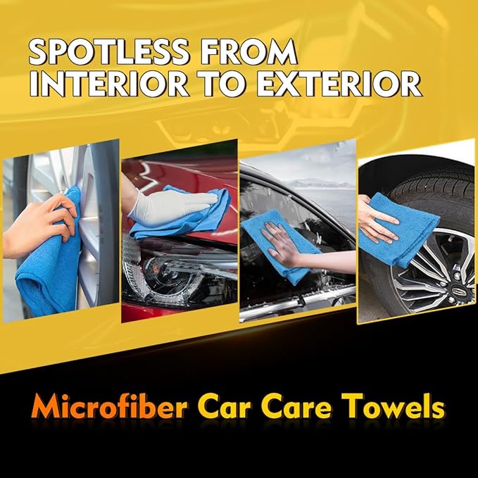 HOMEXCEL Blue Shop Towels 100 Pack, Reusable Microfiber Towels - Image 4